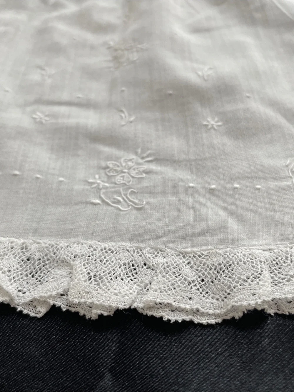 Vintage Baby Dress 1T Christening Baptism Flower Girl White Lace Hand Embroidery